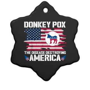 Donkey Pox The Disease Destroying America Funny Anti Biden Ceramic Star Ornament