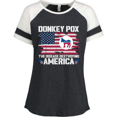 Donkey Pox The Disease Destroying America Funny Anti Biden Enza Ladies Jersey Colorblock Tee