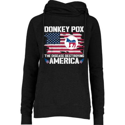 Donkey Pox The Disease Destroying America Funny Anti Biden Womens Funnel Neck Pullover Hood