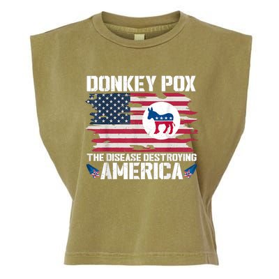 Donkey Pox The Disease Destroying America Funny Anti Biden Garment-Dyed Women's Muscle Tee