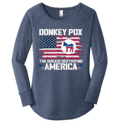 Donkey Pox The Disease Destroying America Funny Anti Biden Women's Perfect Tri Tunic Long Sleeve Shirt