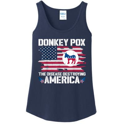 Donkey Pox The Disease Destroying America Funny Anti Biden Ladies Essential Tank