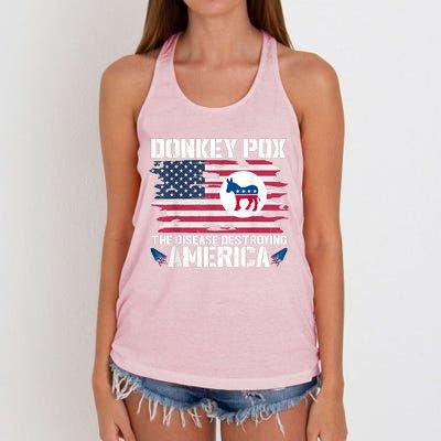 Donkey Pox The Disease Destroying America Funny Anti Biden Women's Knotted Racerback Tank