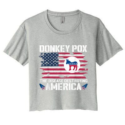 Donkey Pox The Disease Destroying America Funny Anti Biden Women's Crop Top Tee