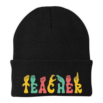 Deaf Pride Teacher Asl Sign Language Word Deaf Hearing Loss Knit Cap Winter Beanie