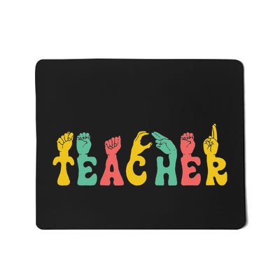 Deaf Pride Teacher Asl Sign Language Word Deaf Hearing Loss Mousepad