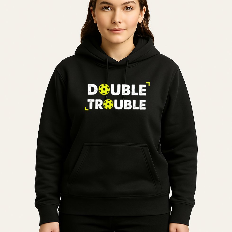 Double Pickleball Trouble Pickle Ball Pickle Ball Player Hoodie