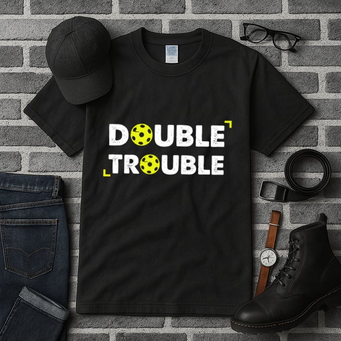 Double Pickleball Trouble Pickle Ball Pickle Ball Player Tall T-Shirt