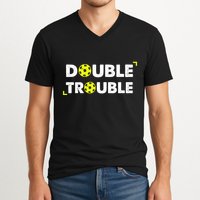 Double Pickleball Trouble Pickle Ball Pickle Ball Player V-Neck T-Shirt