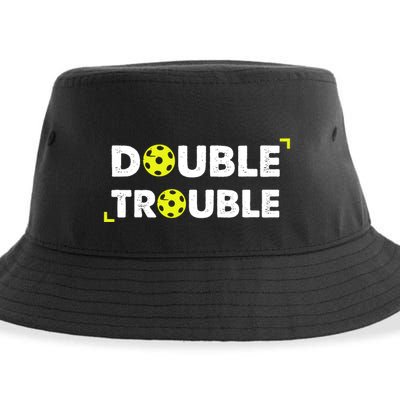 Double Pickleball Trouble Pickle Ball Pickle Ball Player Sustainable Bucket Hat