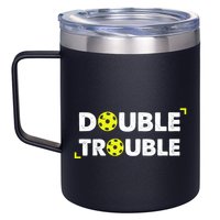 Double Pickleball Trouble Pickle Ball Pickle Ball Player 12oz Stainless Steel Coffee Mug