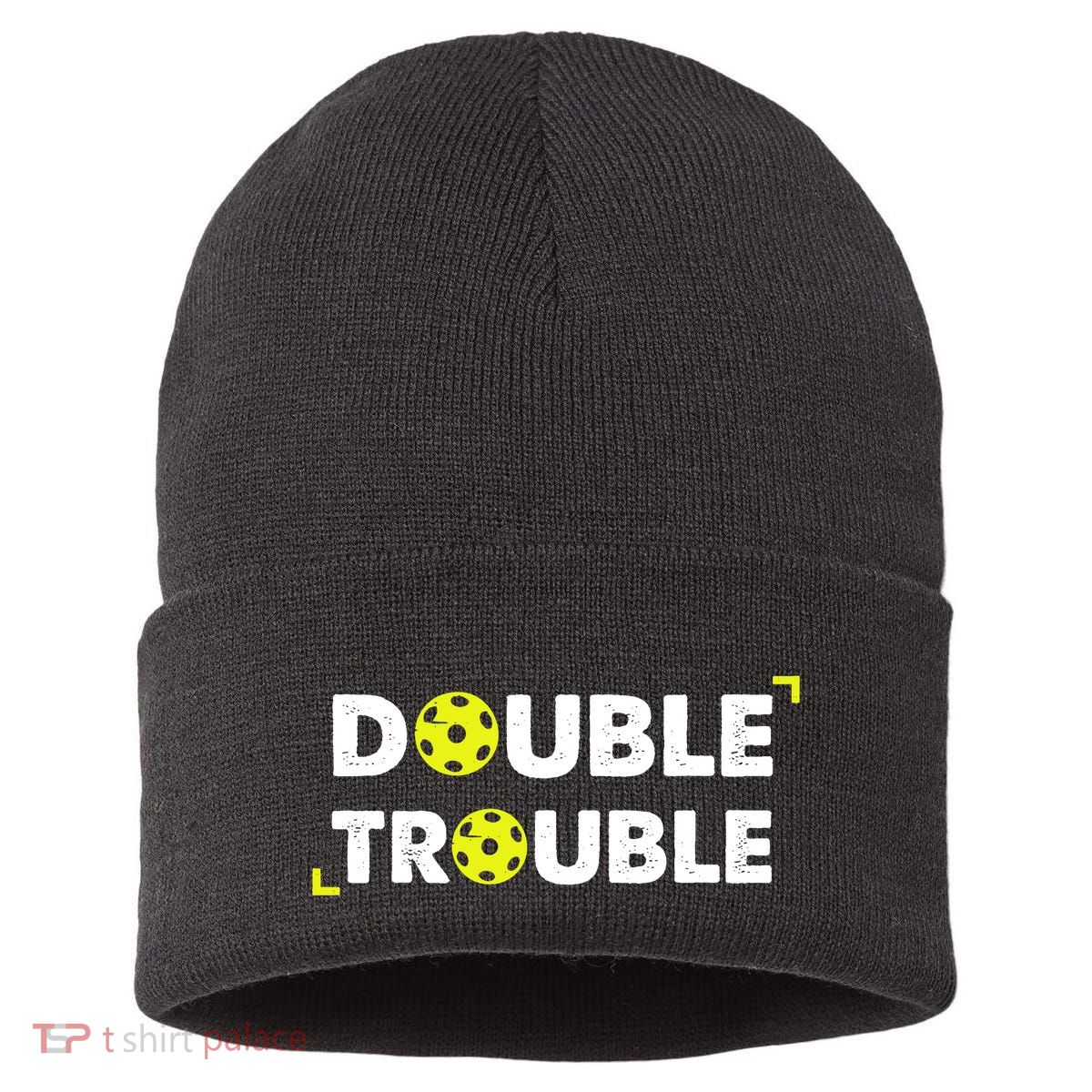 Double Pickleball Trouble Pickle Ball Pickle Ball Player Sustainable Knit Beanie