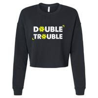 Double Pickleball Trouble Pickle Ball Pickle Ball Player Cropped Pullover Crew