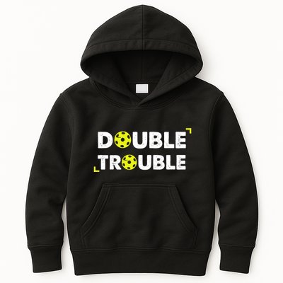 Double Pickleball Trouble Pickle Ball Pickle Ball Player Kids Hoodie