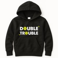 Double Pickleball Trouble Pickle Ball Pickle Ball Player Kids Hoodie