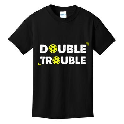 Double Pickleball Trouble Pickle Ball Pickle Ball Player Kids T-Shirt