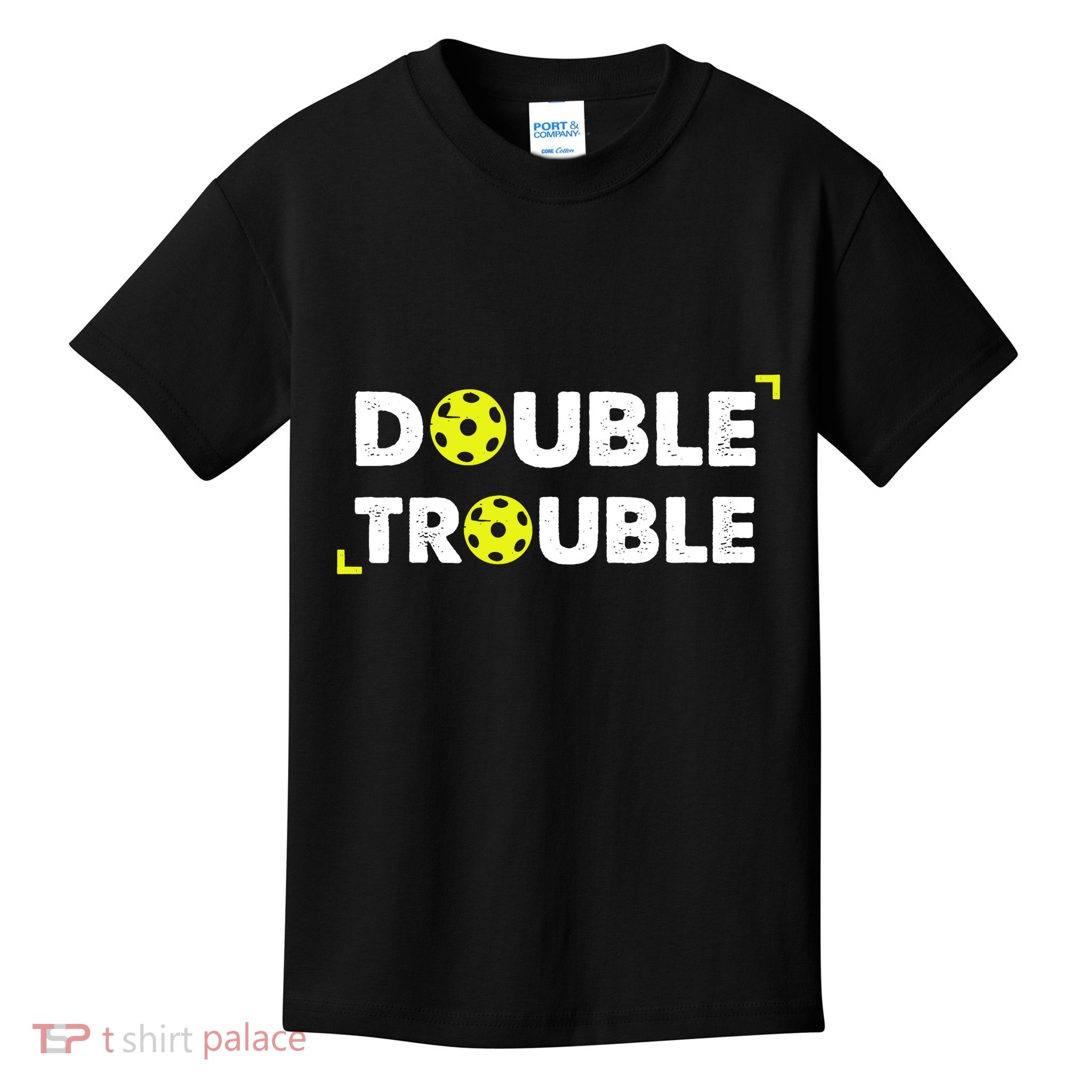 Double Pickleball Trouble Pickle Ball Pickle Ball Player Kids T-Shirt
