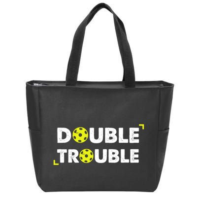 Double Pickleball Trouble Pickle Ball Pickle Ball Player Zip Tote Bag