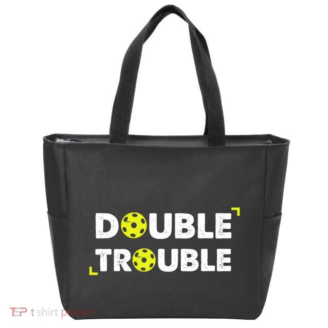 Double Pickleball Trouble Pickle Ball Pickle Ball Player Zip Tote Bag
