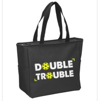 Double Pickleball Trouble Pickle Ball Pickle Ball Player Zip Tote Bag