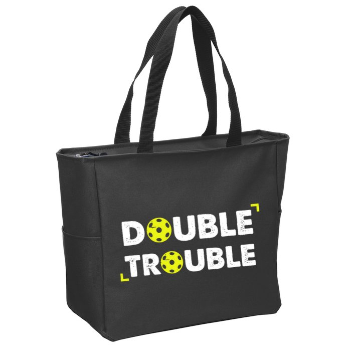 Double Pickleball Trouble Pickle Ball Pickle Ball Player Zip Tote Bag