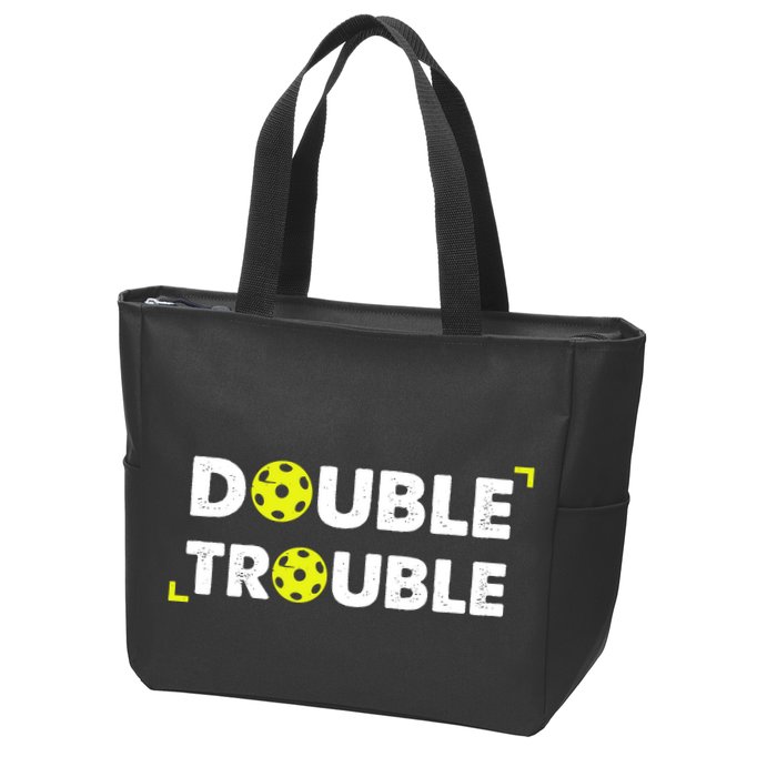 Double Pickleball Trouble Pickle Ball Pickle Ball Player Zip Tote Bag