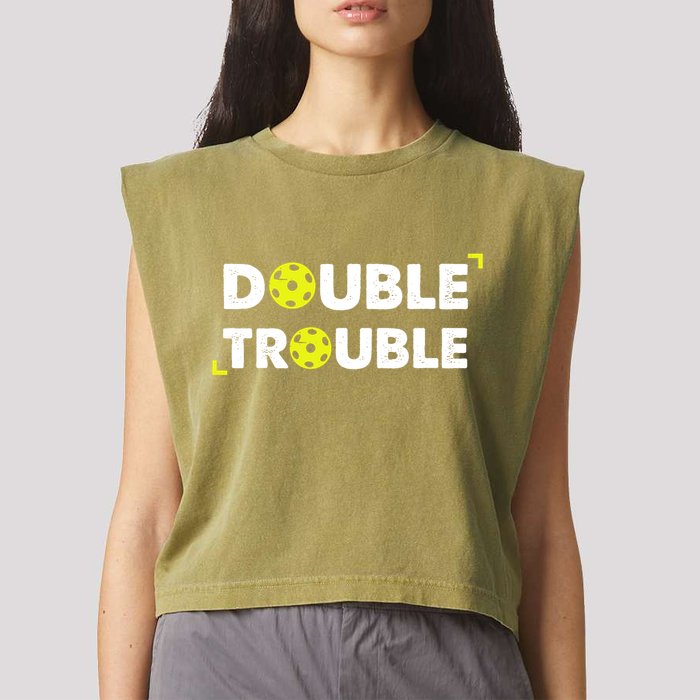 Double Pickleball Trouble Pickle Ball Pickle Ball Player Garment-Dyed Women's Muscle Tee