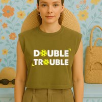 Double Pickleball Trouble Pickle Ball Pickle Ball Player Garment-Dyed Women's Muscle Tee