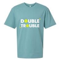 Double Pickleball Trouble Pickle Ball Pickle Ball Player Sueded Cloud Jersey T-Shirt