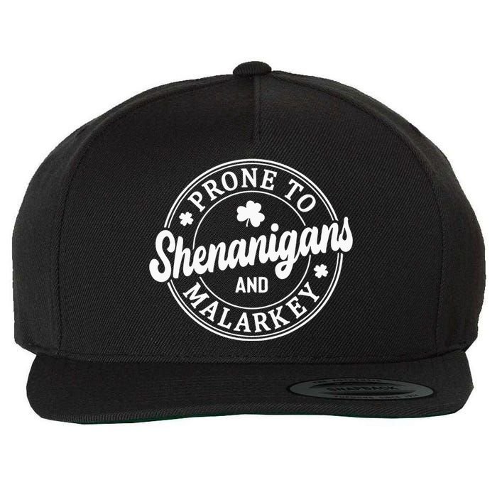 Distressed Prone to Shenanigans and Malarkey Wool Snapback Cap