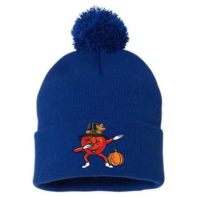 Dabbing Pilgrim Tomato Thanksgiving Gift Pom Pom 12in Knit Beanie