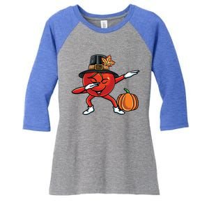 Dabbing Pilgrim Tomato Thanksgiving Gift Women's Tri-Blend 3/4-Sleeve Raglan Shirt