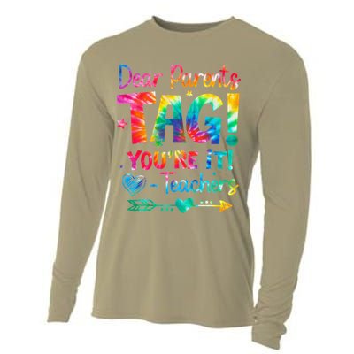 Dear Parents Tag Youre It Love Teachers Tie Dye Funny Gifts Cooling Performance Long Sleeve Crew
