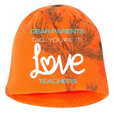 Dear Parents Tag You're It Love Teacher First Day Of School Gift Kati - Camo Knit Beanie