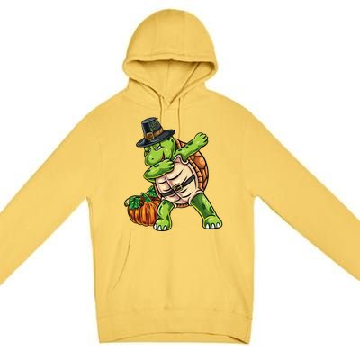 Dabbing Pilgrim Turtle Thanksgiving Cool Gift Premium Pullover Hoodie