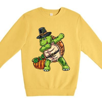 Dabbing Pilgrim Turtle Thanksgiving Cool Gift Premium Crewneck Sweatshirt