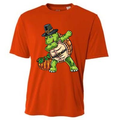 Dabbing Pilgrim Turtle Thanksgiving Cool Gift Cooling Performance Crew T-Shirt