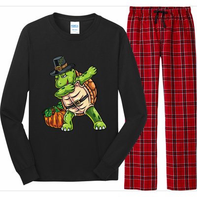 Dabbing Pilgrim Turtle Thanksgiving Cool Gift Long Sleeve Pajama Set