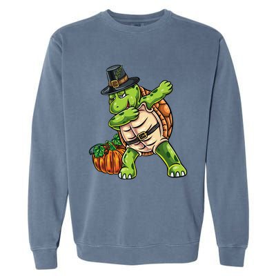 Dabbing Pilgrim Turtle Thanksgiving Cool Gift Garment-Dyed Sweatshirt