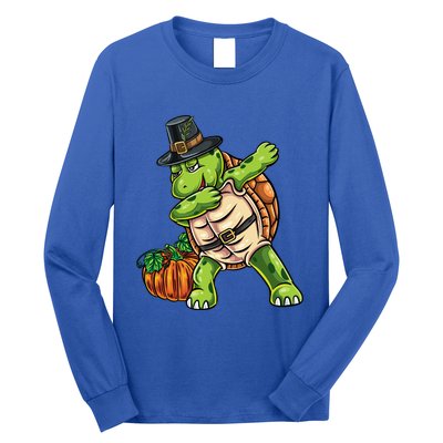 Dabbing Pilgrim Turtle Thanksgiving Cool Gift Long Sleeve Shirt