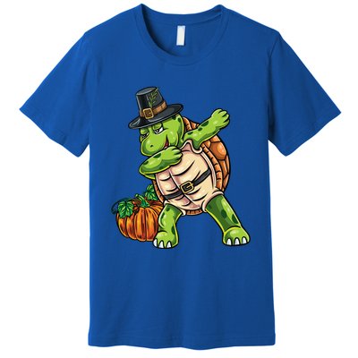 Dabbing Pilgrim Turtle Thanksgiving Cool Gift Premium T-Shirt