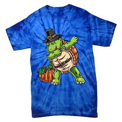 Dabbing Pilgrim Turtle Thanksgiving Cool Gift Tie-Dye T-Shirt