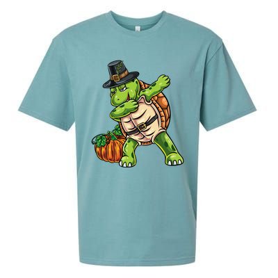 Dabbing Pilgrim Turtle Thanksgiving Cool Gift Sueded Cloud Jersey T-Shirt