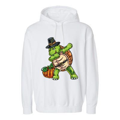 Dabbing Pilgrim Turtle Thanksgiving Cool Gift Garment-Dyed Fleece Hoodie