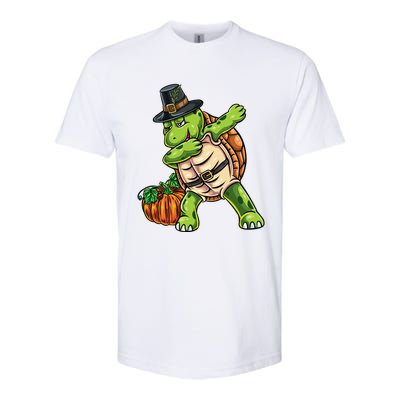 Dabbing Pilgrim Turtle Thanksgiving Cool Gift Softstyle CVC T-Shirt