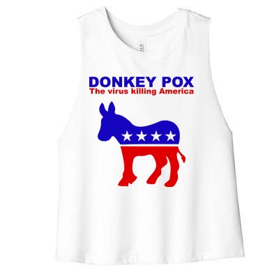 Donkey Pox The Virus Killing America Funny Women's Racerback Cropped Tank