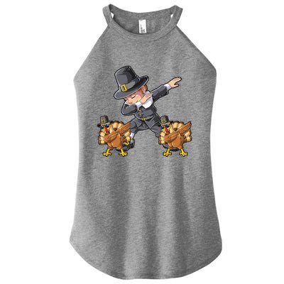 Dabbing Pilgrim Turkey Thanksgiving Day Funny Dab Gift Women’s Perfect Tri Rocker Tank