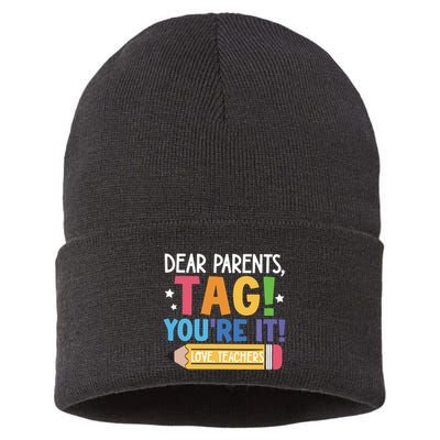 Dear Parents Tag YouRe It Love Teachers Sustainable Knit Beanie
