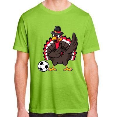 Dabbing Pilgrim Turkey Thanksgiving Day Soccer Gobble Player Cute Gift Adult ChromaSoft Performance T-Shirt