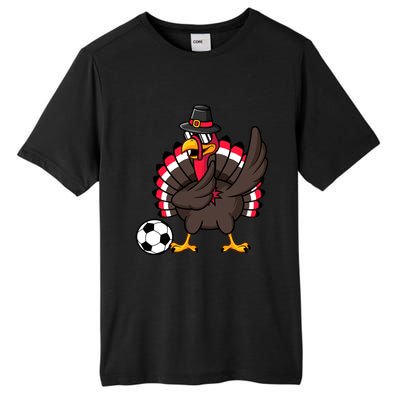 Dabbing Pilgrim Turkey Thanksgiving Day Soccer Gobble Player Cute Gift Tall Fusion ChromaSoft Performance T-Shirt